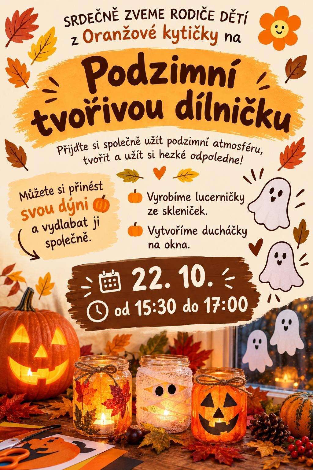Podzimní dílnička - oranžová kytička